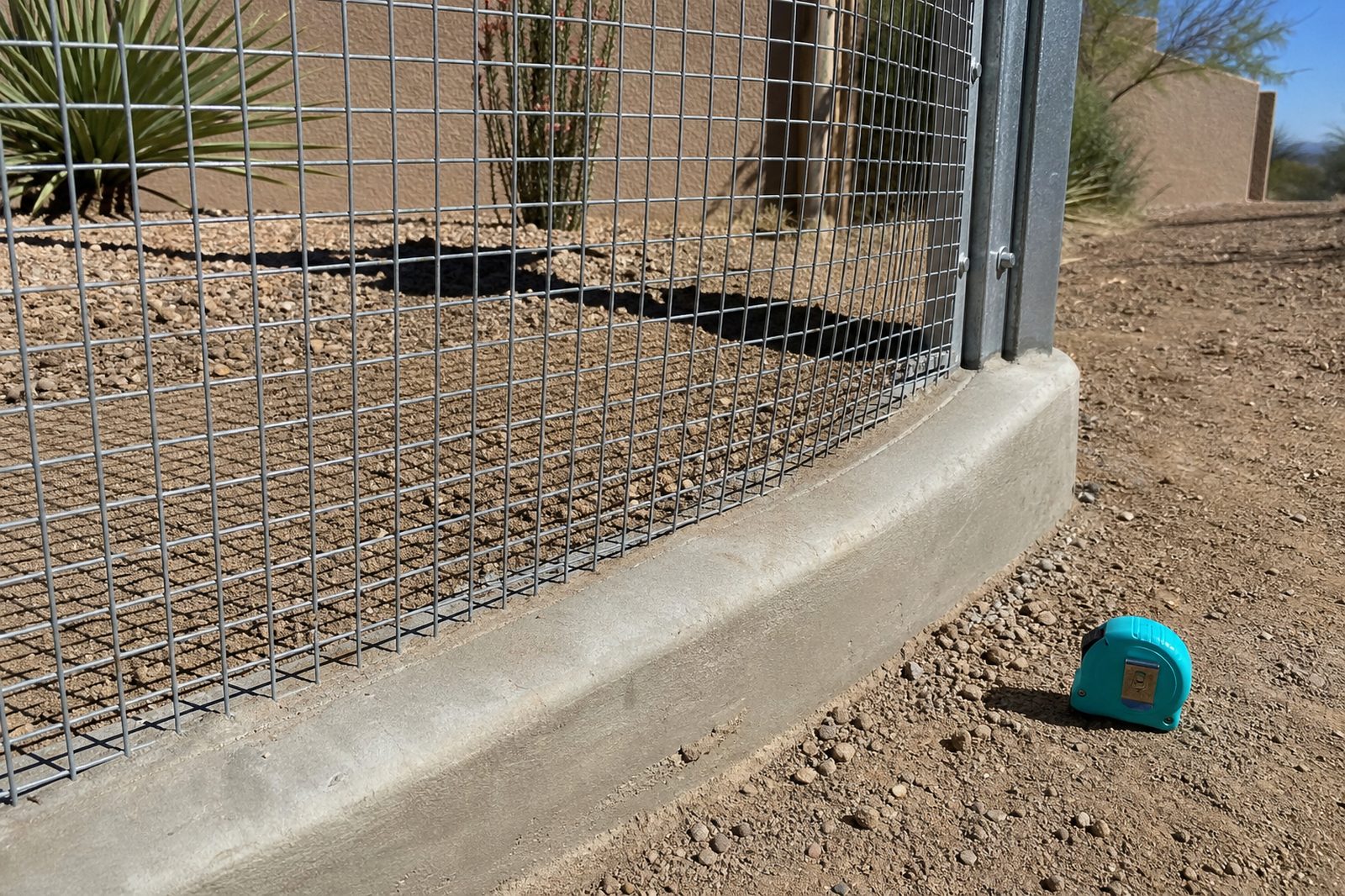 Snake-proof fence installation: 36-inch quarter-inch mesh rattlesnake fencing on an Arizona view fence